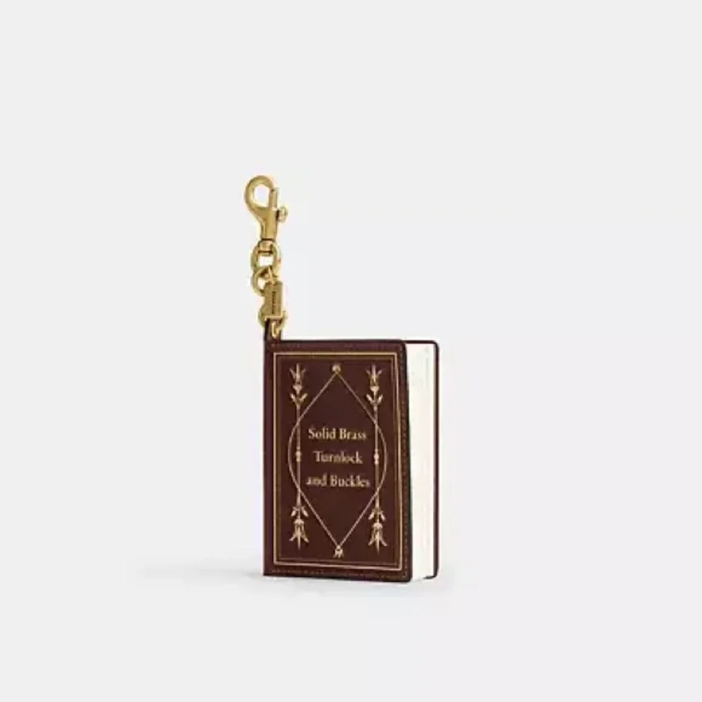 Coach Brown Leather Note Book Bag Charm Keychain - Picture 2 of 7